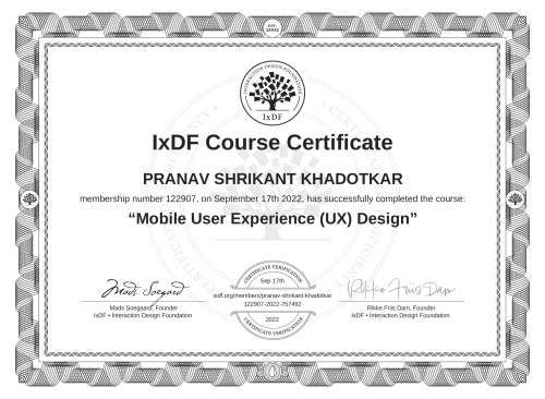Mobile User Experience (UX) Design certificate