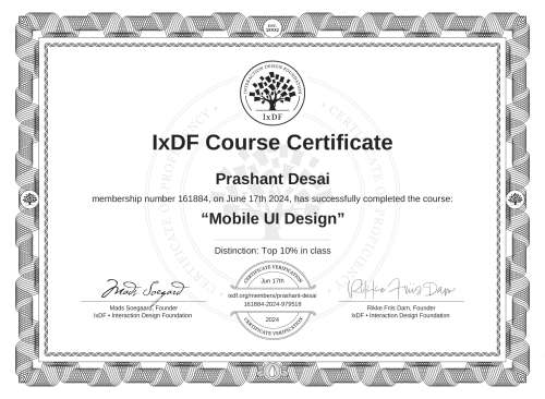 Mobile UI Design certificate