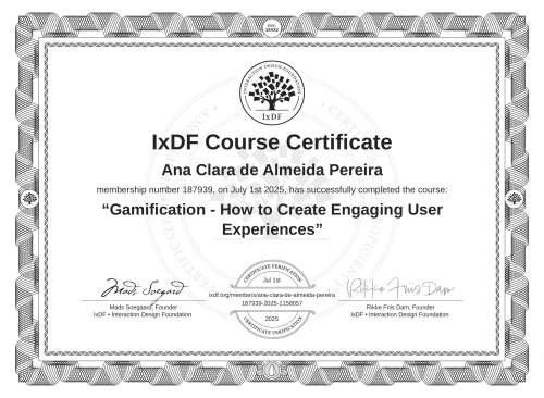 Gamification - How to Create Engaging User Experiences certificate