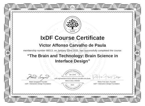 The Brain and Technology: Brain Science in Interface Design certificate