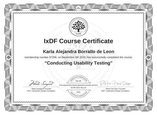 Conducting Usability Testing certificate