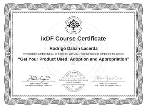 Get Your Product Used: Adoption and Appropriation certificate