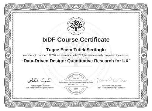 Data-Driven Design: Quantitative Research for UX certificate