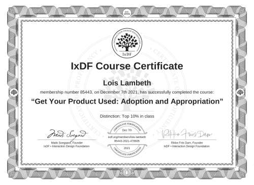 Get Your Product Used: Adoption and Appropriation certificate