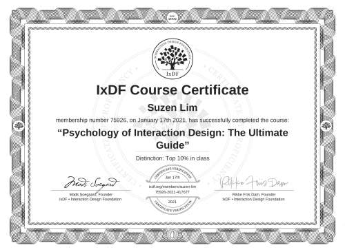 Psychology of Interaction Design: The Ultimate Guide certificate