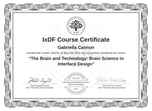 The Brain and Technology: Brain Science in Interface Design certificate