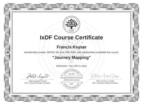 Journey Mapping certificate