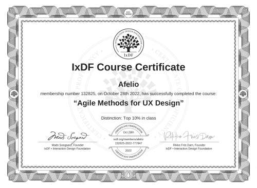 Agile Methods for UX Design certificate