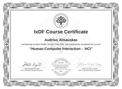 Human-Computer Interaction -  HCI certificate