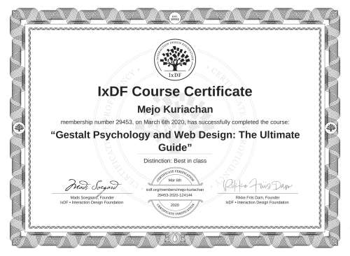 Gestalt Psychology and Web Design: The Ultimate Guide certificate