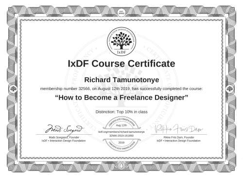 How to Become a Freelance Designer certificate