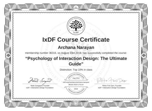 Psychology of Interaction Design: The Ultimate Guide certificate