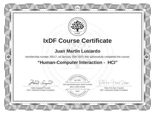 Human-Computer Interaction -  HCI certificate
