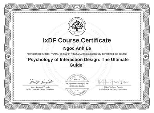 Psychology of Interaction Design: The Ultimate Guide certificate