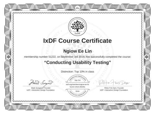 Conducting Usability Testing certificate