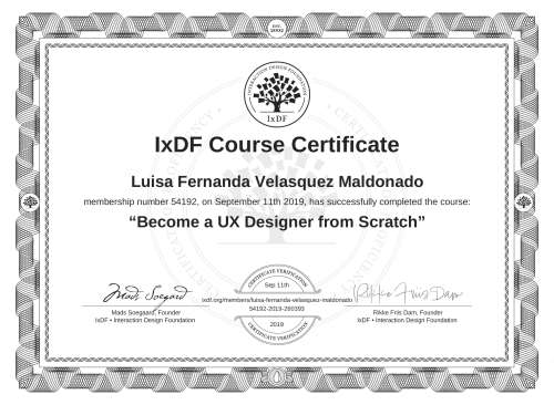 Become a UX Designer from Scratch certificate