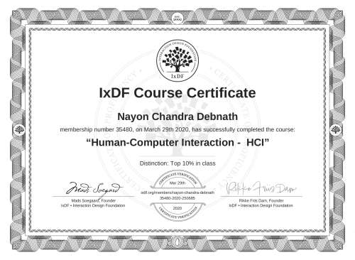 Human-Computer Interaction -  HCI certificate