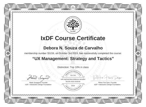 UX Management: Strategy and Tactics certificate