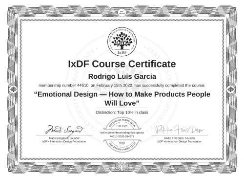Emotional Design — How to Make Products People Will Love certificate