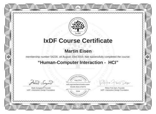 Human-Computer Interaction -  HCI certificate
