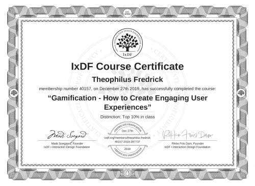 Gamification - How to Create Engaging User Experiences certificate