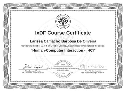 Human-Computer Interaction -  HCI certificate
