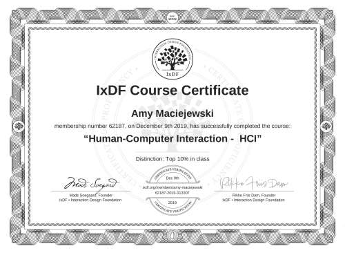Human-Computer Interaction -  HCI certificate