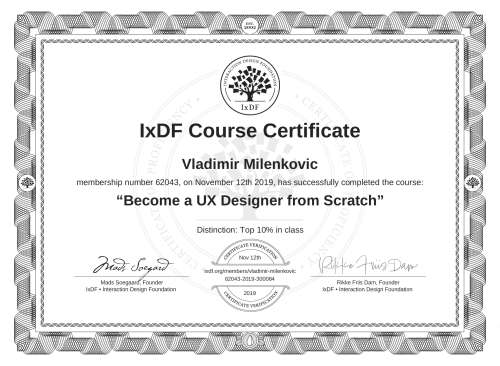 Become a UX Designer from Scratch certificate