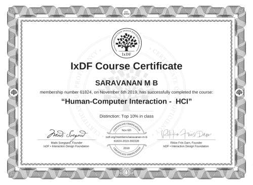 Human-Computer Interaction -  HCI certificate