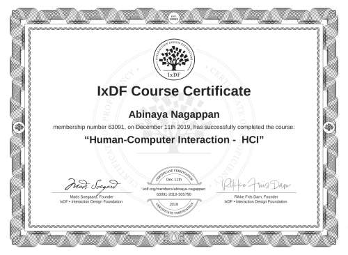 Human-Computer Interaction -  HCI certificate