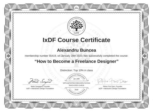 How to Become a Freelance Designer certificate