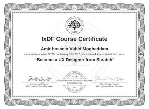 Become a UX Designer from Scratch certificate