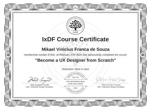 Become a UX Designer from Scratch certificate