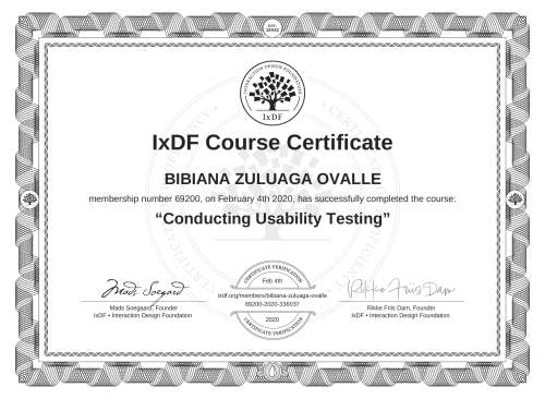 Conducting Usability Testing certificate