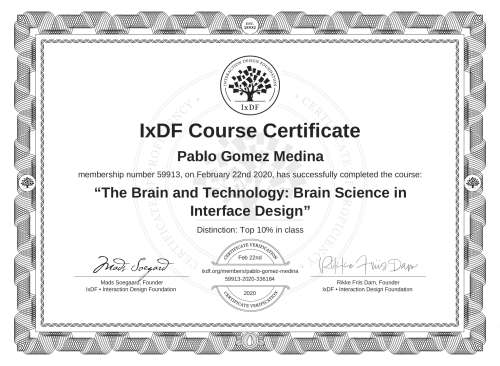 The Brain and Technology: Brain Science in Interface Design certificate