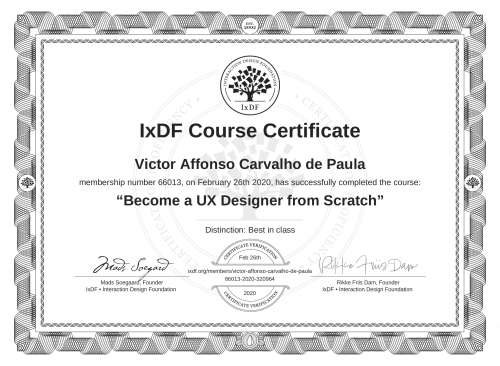 Become a UX Designer from Scratch certificate