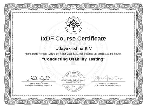 Conducting Usability Testing certificate
