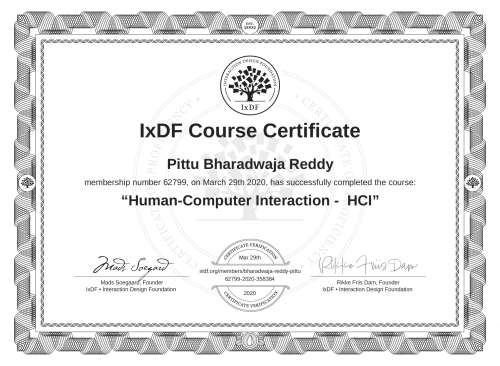 Human-Computer Interaction -  HCI certificate