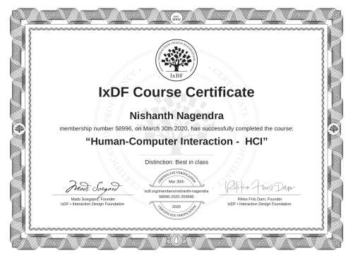 Human-Computer Interaction -  HCI certificate