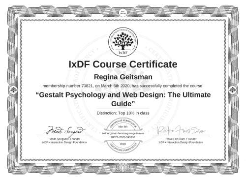 Gestalt Psychology and Web Design: The Ultimate Guide certificate