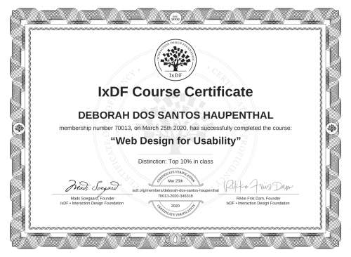 Web Design for Usability certificate