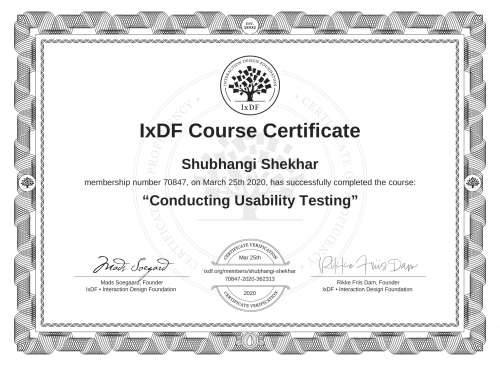 Conducting Usability Testing certificate