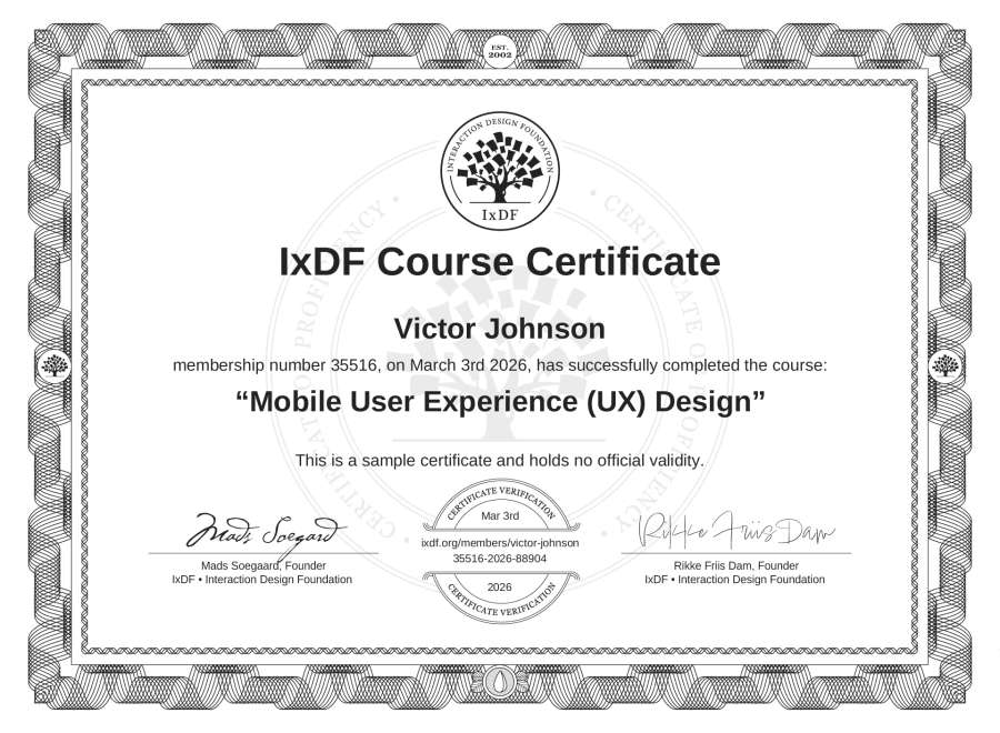 Course Certificate Example