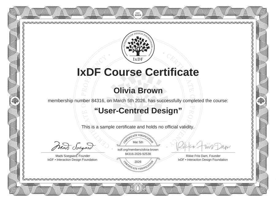 Course Certificate Example