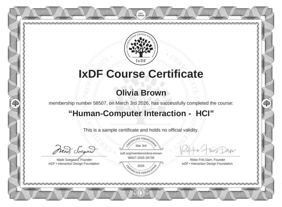 Course Certificate Example