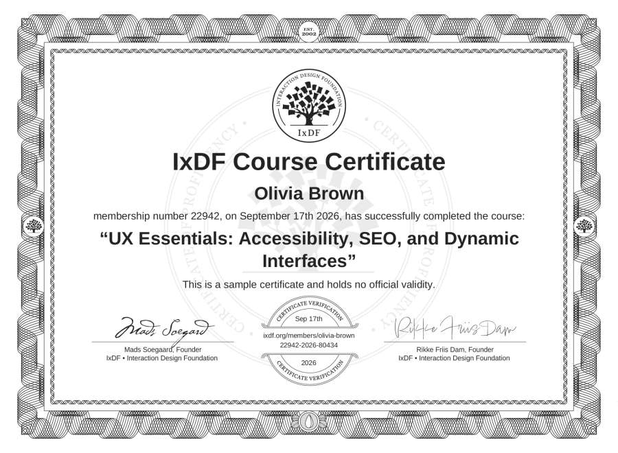 Course Certificate Example