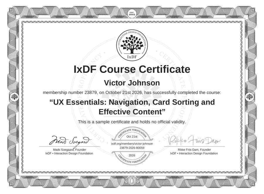Course Certificate Example