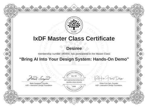 Bring AI Into Your Design System: Hands-On Demo certificate