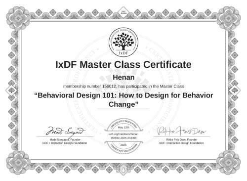Behavioral Design 101: How to Design for Behavior Change certificate