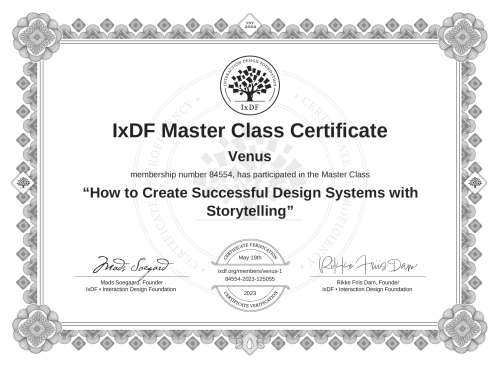 How to Create Successful Design Systems with Storytelling certificate